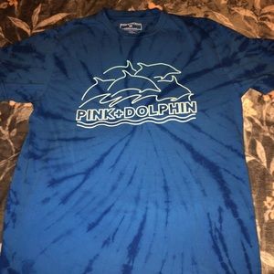 Blue tie dye pink dolphin tee , never worn